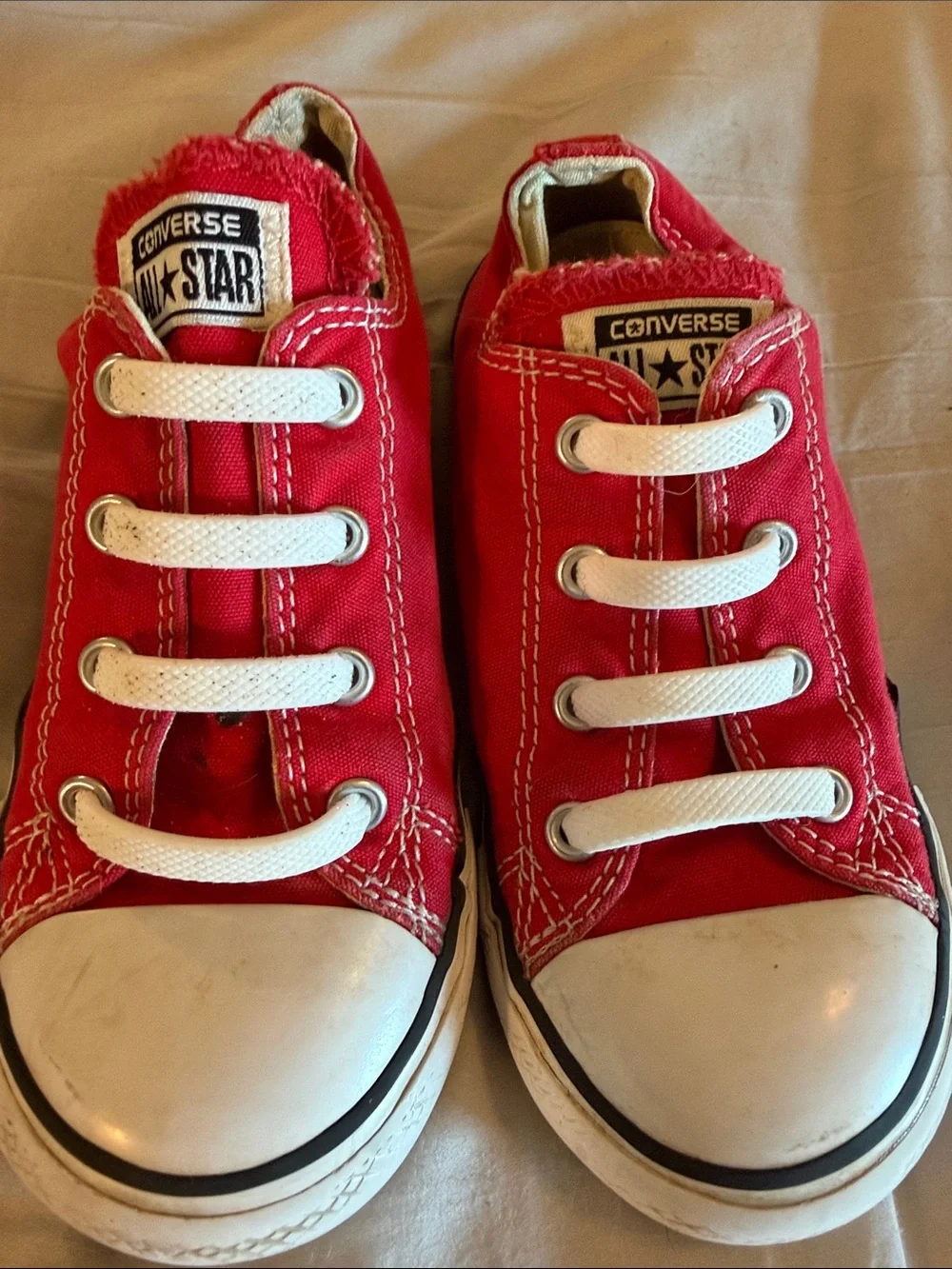 Converse Kids Red Low-Top Slip-On Sneakers with White Accents